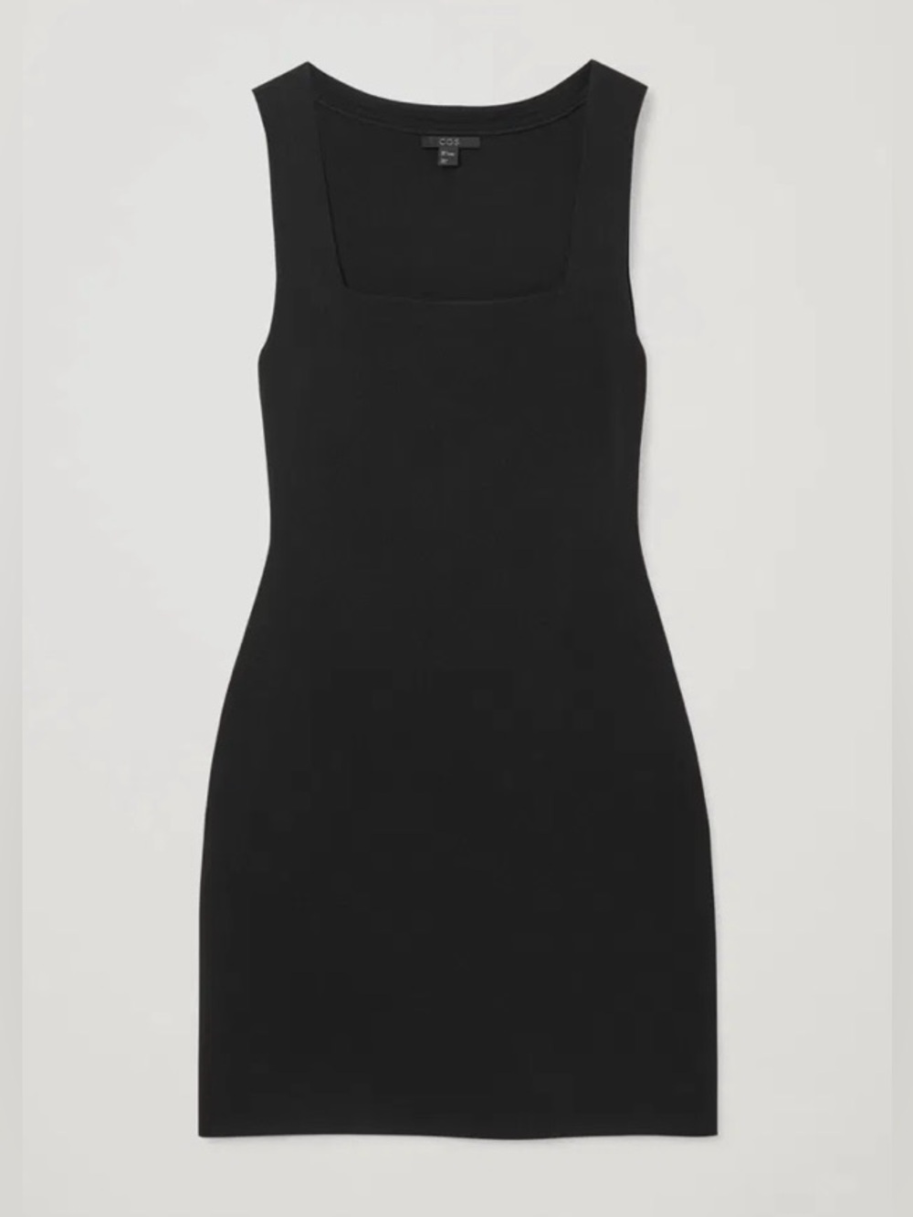 COS Square Neck Tube Dress Black knit classic 90s party formal Large Fitted